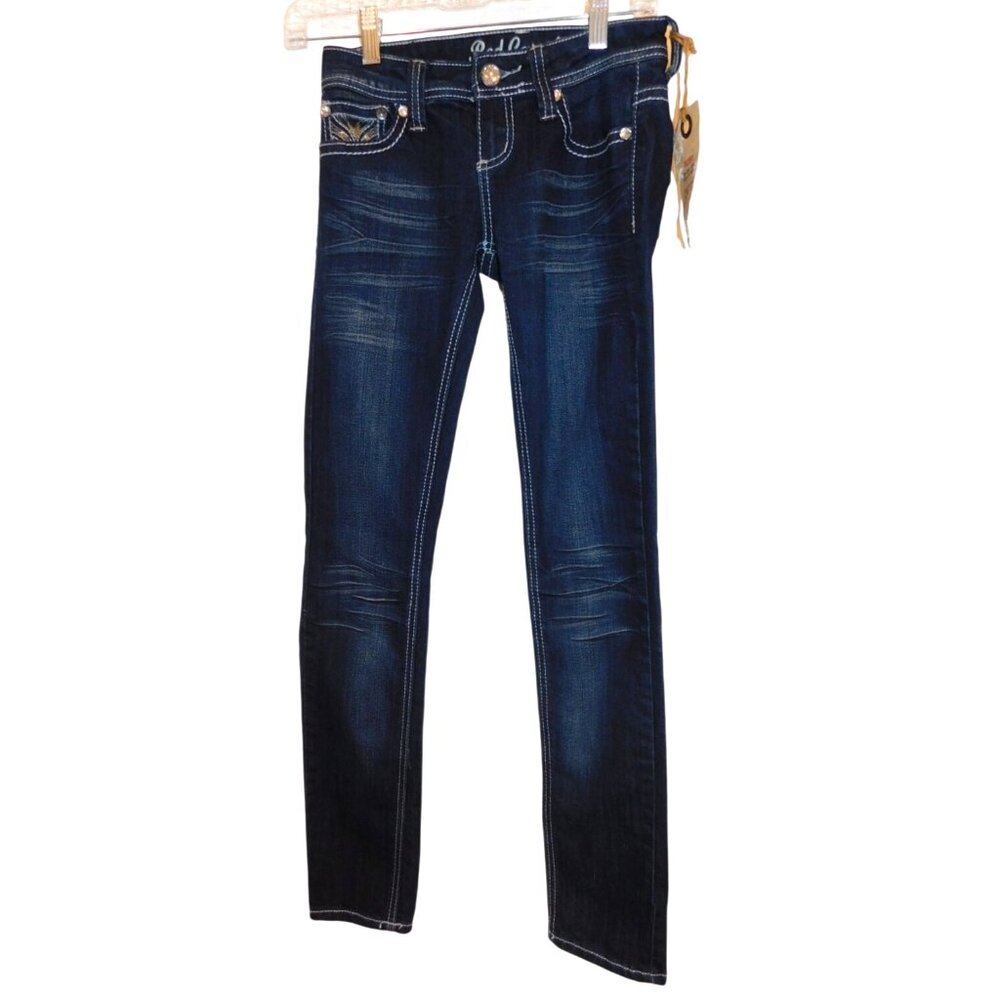 NWT Red Camel Junior Size 1 Dark Wash Jeans Embellished Pockets Low Rise AVA